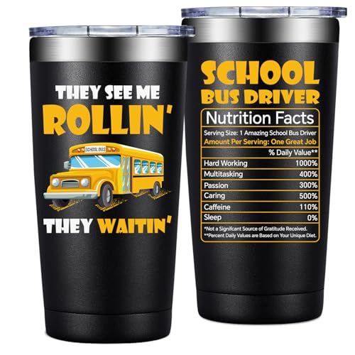 Grifarny Bus Driver Appreciation Gifts - Buses Drivers Gifts for Men, Women - Buses Drivers Christmas Gift - School Bus Driver Tumbler Cup 20 oz - color: Bus Driver Black