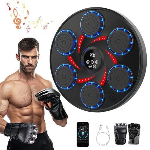 Music Boxing Machine for Adults Kids Large Size Interactive Punching Pad Trainer with Boxing Gloves Wall Mounted Electronic Musical Boxing Machine,9 Modes & 9 Speeds