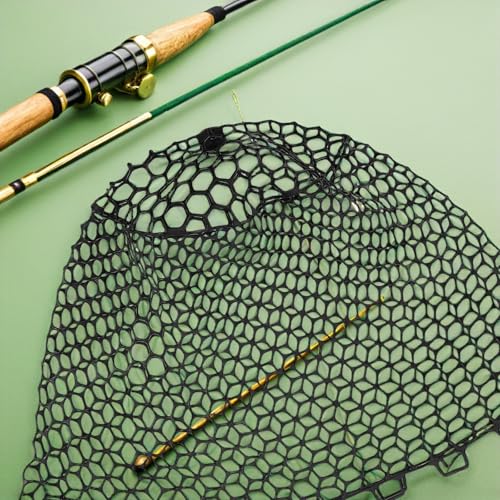 MAGICLULU Silicone Mesh Fishing Net Replacement Bag Handle-Free Foldable Fishing Netting for Big Fish Catching Lightweight Black Fish Landing Net Accessory