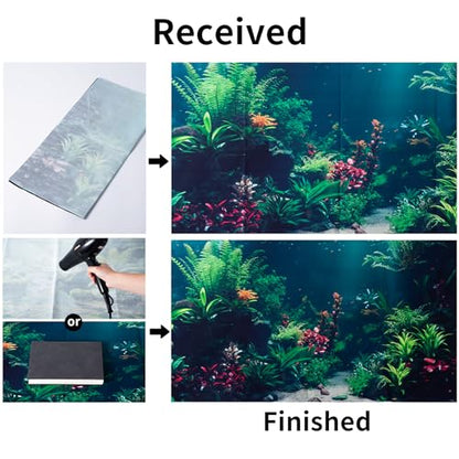 3 Pack Aquarium Background, 48x24 inches Polyester Aquarium Background, Cloth Fish Tank Background, Undersea Corals Sunshines & Rock Aquatic Plants