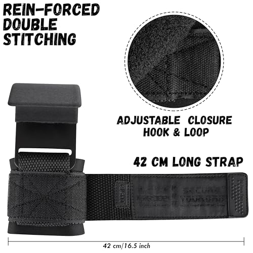 Weight Lifting Rod Hooks Heavy Duty Wrist Wraps Power Weight Lifting Training Gym Grips Straps Set of 2 - color: JJBlack, size: MEN-Wrist Size Large
