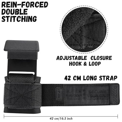 Weight Lifting Rod Hooks Heavy Duty Wrist Wraps Power Weight Lifting Training Gym Grips Straps Set of 2 - color: JJBlack, size: MEN-Wrist Size Large