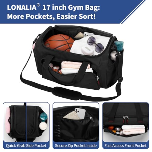 Gym Bags for Men, 30L Small Duffle Bag, Black - color: Black, size: 30L-17 inch