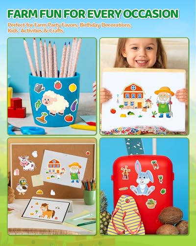 48 Sheets Farm Animal Make‑a‑Face Stickers for Kids & Toddlers – 12 Unique Mix‑and‑Match Designs – Farm Party Favors, Birthday Supplies, Activities & Crafts - style: Farm Fun