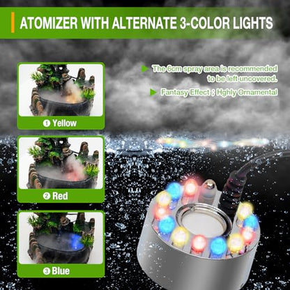 Tabletop Waterfall Fountain with Aquariums Plant Atomizing Humidifier Indoor Relaxation Desktop Fountain Waterfall with Led Light for Home Office Bedroom