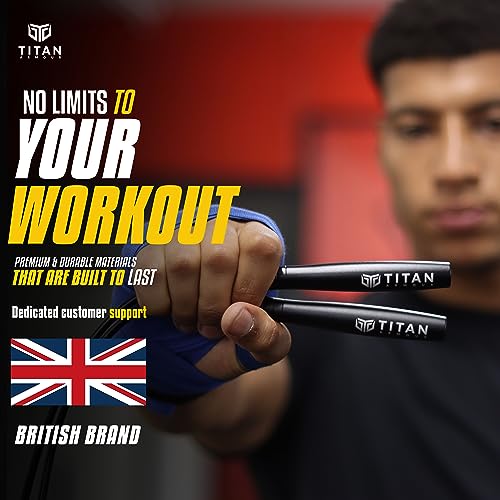 Titan Armour® Speed Rope - Professional Self-Locking & Adjustable, Adult Speed Jump Ropes for Fitness | 2 x Steel Ropes, Cable Protector & Travel Case | Jump Rope Crossfit, Boxing, Fitness MMA for Men & Women - color: Golden