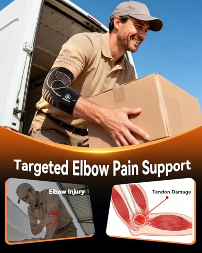 Copper Elbow Compression Sleeve for Tennis Elbow, Tendonitis, Golfers - style: Gold-S
