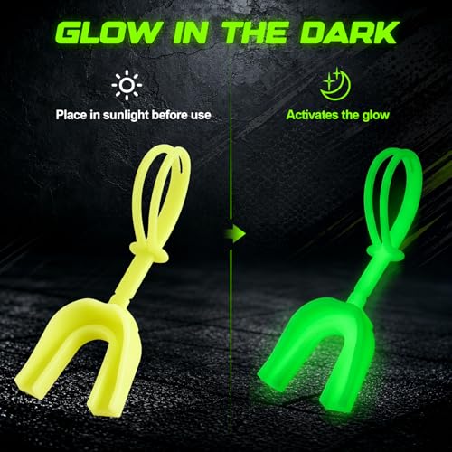 Dunzy 10 Pcs Football Mouth Guard with Strap - color: Glowing Yellow, size: Adult