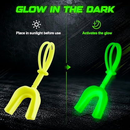 Dunzy 10 Pcs Football Mouth Guard with Strap - color: Glowing Yellow, size: Adult