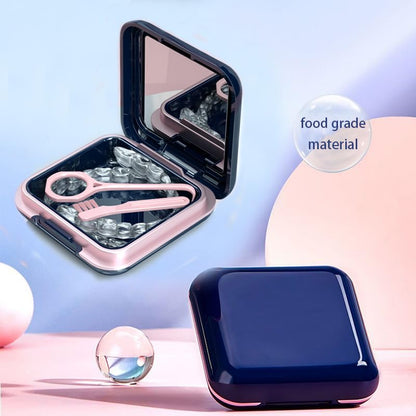 Retainer Case,Cute Mouthguard Case with Mirror,Slim Night Mouth Guard Case with Lid Hinge,Aligner Case,Inner Size 2.56, 2.36, 0.79inch, Blue - color: Blue