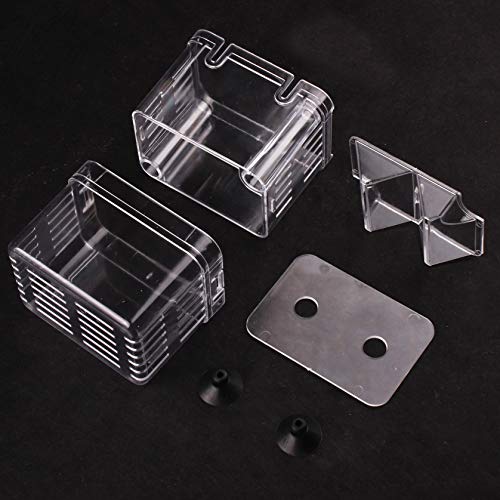 Acrylic Floating Fish Hatchery Isolation Box, Double Layer Fry Hatching Incubator Breeding Rearing Trap, Aquarium Tank Fish Parenting Container Divider with Suction Cups