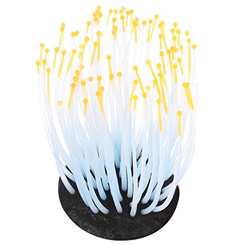 TOPINCN Luminous Aquarium Artificial Water Grass Plants, Plant Ornament Silicone Aquarium Landscape Decoration Fake Plastic Water Grass Plant Decorations with Suction Cup (#1)