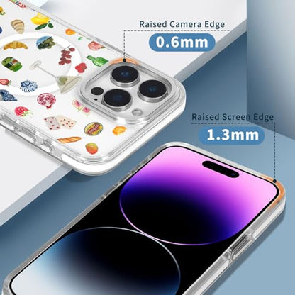 Cases for iPhone 14 Pro Max,Compatible with MagSafe,Classic Clear Shockproof Protection Magnetic Phone Case - Aesthetic Fruit Lily Flower Fish