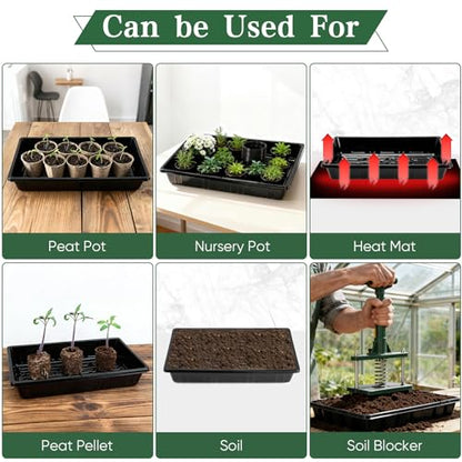 Upgraded 20 Pack Plant Growing Trays Seed Starting Tray Microgreens Growing Trays Seedling Plant Germination Starter Tray Transplant Fodder Flats, No Holes, No Leakage, Reusable (1015) - size: 1015