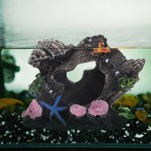 Resin Broken Bucket Fish Tank Ornament Aquarium Hideout Cave Vivid Shrimp Shelter Barrel Sculpture for Freshwater Aquariums