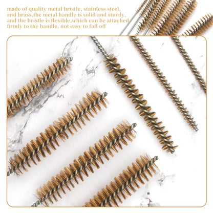 Tube Brush Kit 7pcs Brass Wire Tube Brushes Stainless Steel Bottle Brush Long Handle 11'' Wire Brushes for Cleaning Wire Pipe Tube Cleaner - 6mm/8mm/10mm/12mm/15mm/20mm/22mm