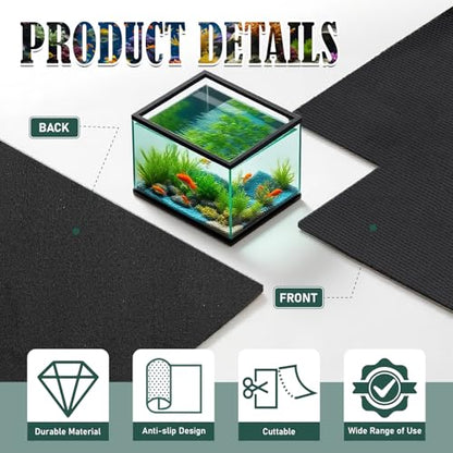 15 x 30 x 0.2 Inches Aquarium Leveling Mat 2PCS/Set Neoprene Non-Slip Shockproof Fish Tank Pad Waterproof Textured Surface for Uneven Surfaces Durable Fish Tank Mat with Easy-Cut Edges - size: 15 x 30 Inch, style: No Glue