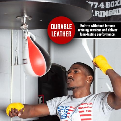 Ringside Boxing Speed Bag – Durable Leather Construction with Reinforced Triple-Stitched Seams and Heavy-Duty Attachment Loop,for Speed and Reflex Training - size: Small (New)