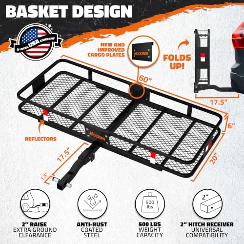 Mockins 6" Raised Folding Luggage Rack for SUV Car Truck ATV w/ 500 lb. Cap - size: Large: 60" L X 20" W