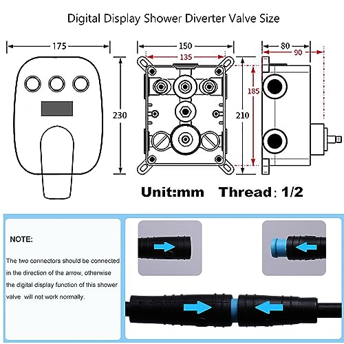12Inch Brushed Gold Ceiling Shower System & 8Inch Wall-Mount Shower Faucet Set, 2 in 1 Handheld with Adjustable Slide Bar Included Temperature Display Valve and Trim Kit Can Work At Once