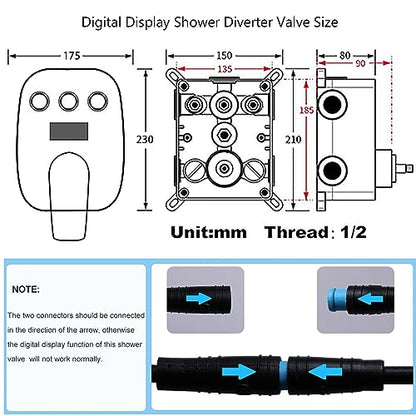 12Inch Brushed Gold Ceiling Shower System & 8Inch Wall-Mount Shower Faucet Set, 2 in 1 Handheld with Adjustable Slide Bar Included Temperature Display Valve and Trim Kit Can Work At Once