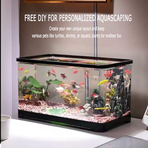Upgraded 3 GAL Turtle Tank Kit(Tank+3.5W Filter+Light+Basking Platform),Fish Tank Starter Kit, Aquarium for Crabs,Fishes,Amphibians,Reptiles(12 * 7.7 * 7.2 Inch)