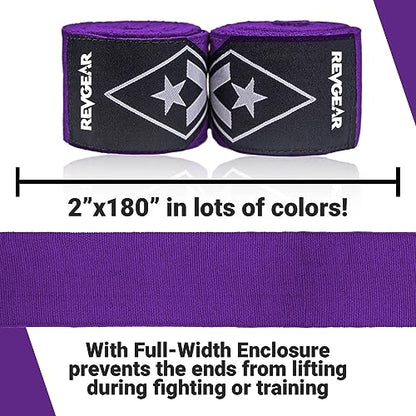 Revgear Pro Series Elastic Boxing Wraps for Men, Hand Wraps for Boxing Gloves, Muay Thai Hand Wraps, Wrist Wraps Boxing, Boxing Hand Wraps for Men, Boxing Wraps for Women, MMA Wraps - 180 Inch Purple