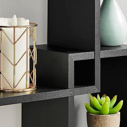 Danya B. Blocchetto Intersecting Cubes Wall Shelf Unit - Horizontal or Vertical - Black