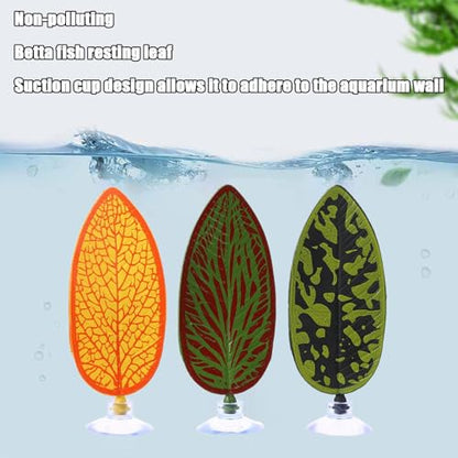 Fish Hammock,Artificial Leaf Shaped Bed Cave with Suction Cup | Betta Hammock for Aquarium | for Fish Tank Shrimp Freshwater Home Office Vacation