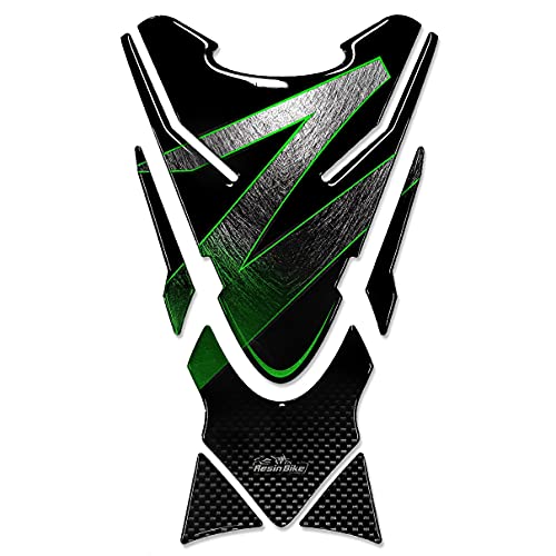 Resin Bike Motorcycle 3D Stickers Compatible with Kawasaki Z 750 and Z 1000 Green Metal. Tank Protector Protection from Bumps and Scratches. Serie Z Resin Stickers - Made in Italy