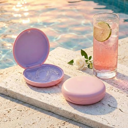 2 Pack Retainer Case, Slim Aligner Case for Invisalign with Tool Kit - color: 2 Pack - Pink & Lavender