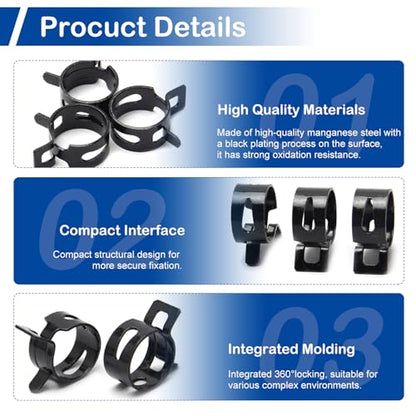 60Pcs 0.24"(6mm) ID Spring Band Hose Clamps, 1/4" ID Fuel Line Hose Clamp, Low Pressure Air Clamp, Water Pipe Air Tube Silicone Vacuum Hose Clamp, Bushing Automotive Replacement Fastener - size: 6mm, style: 60-Packs
