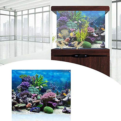 Fish Tank Poster,PVC Adhesive Underwater Coral Aquarium Fish Tank Background Poster Backdrop Decoration Paper Aquarium Poster (61 * 41cm)