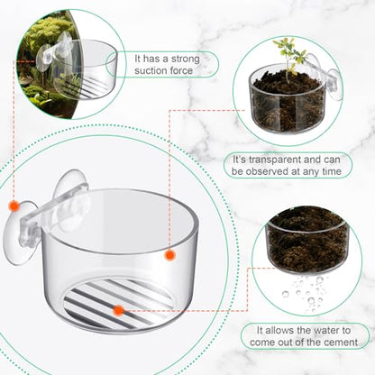 30 Pack Aquatic Plant Cups with Hole Acrylic Aquatic Plant Pot with Suction Cups Transparent Suction Cup Planter Fish Tank Plant Holder for Aquarium Aquascape Decoration, 2 Styles