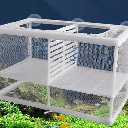 2PCS Protective Aquariums Breeding Cage Netting Nursery Tanks with Suction Cup for Fry Rearing and Secure Observation Spawning Box for Aquariums Fish - color: small