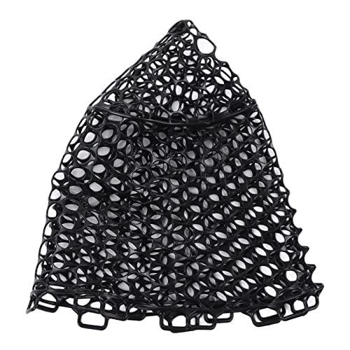 OUKENS Fishing Net, 14.9in x 12.6in Black Rubber Replacement Fish Nets, Deepened Soft Flexible Foldable Fishing Landing Mesh Without Handle for Angler Freshwater Saltwater
