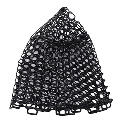 OUKENS Fishing Net, 14.9in x 12.6in Black Rubber Replacement Fish Nets, Deepened Soft Flexible Foldable Fishing Landing Mesh Without Handle for Angler Freshwater Saltwater