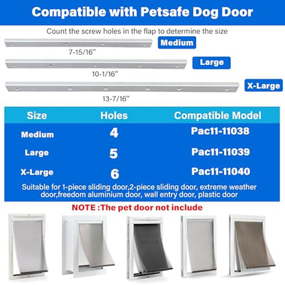 1 PCS Extra Large Aluminium Alloy Pet Door Flap Replacement Bracket Compatible with PetSafe Dog Door Replacement Flaps PAC11-11040 - Easy Installation with 304 Stainless Steel Flat Washers & Screws