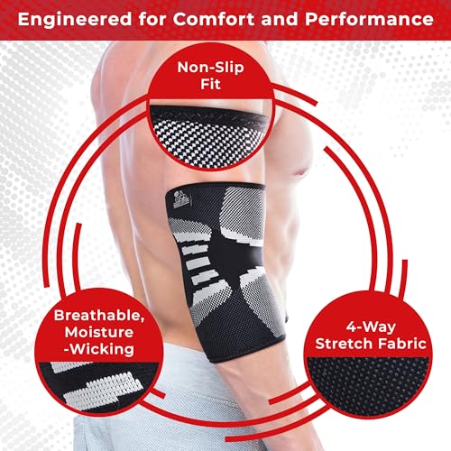 Nordic Lifting Elbow Compression Sleeves for Weightlifting and Fitness - size: Large