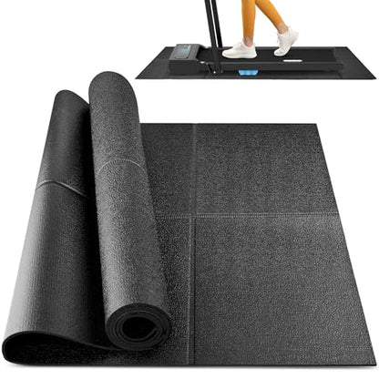Foldable Rubber Treadmill Mat - Exercise Bike Mat with Waterproof | Non-Slip, Shock Absorption, Exercise Equipment Mat, Protect Floor, for Home Gym Workout, for Bike/Elliptical, Mat for Carpet - size: 68"L x 26.8"W x 0.2"Th