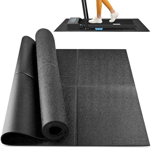 Foldable Rubber Treadmill Mat - Exercise Bike Mat with Waterproof | Non-Slip, Shock Absorption, Exercise Equipment Mat, Protect Floor, for Home Gym Workout, for Bike/Elliptical, Mat for Carpet - size: 68"L x 26.8"W x 0.2"Th