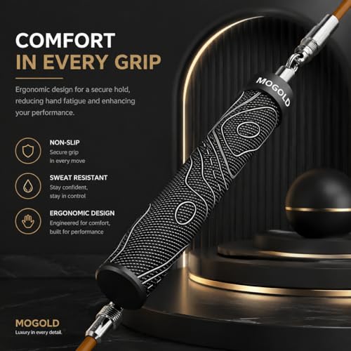 Weighted Jump Rope for Men Women -Interchangeable 1/5lb 1/4lb 1/2lb Heavy jump ropes - 360 Degree Spin - Length Adjustable,Ergonomics Leather Grip Skipping Rope for Fitness Weight Loss & More - color: T64 Earth