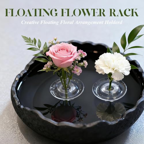 10PCS Floating Floral Arrangement Holder, Innovative Floating Flower Display Stand, Clear Acrylic Floating Flower Bowl Stem Holder for Fish Tanks Table Hom Decor,(5PCS Small and 5 PCS Large)