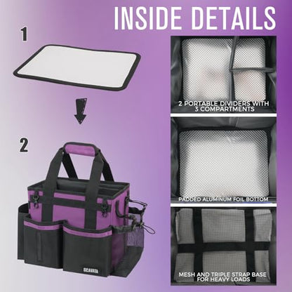 Compact Wearable Cleaning Caddy, Small Cleaning Caddy Supplies Organizer with Handle & Shoulder Straps for Housekeepers, Under Sink & Car Cleaning Tool Organizers Bag (RoyalPurple) - color: RoyalPurple