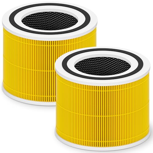 Core 300 Pet Care Replacement Filter for LEVOIT Core 300 Core 300-P Core 300S Core 300S-P Vortex Air Air Purifier, 3-in-1 High-Efficiency Activated Carbon, Core 300-RF-PA, 2 Pack, Yellow - color: Yellow