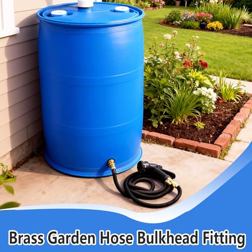 Brass Male Garden Hose Bulkhead Fitting With Plug, 1/2" Female NPT, 3/4" Male GHT (garden Hose Thread), Brass Tank Connector/drain/flush Port Kit For Rain Barrels, Aquariums, Sinks，2 Pack