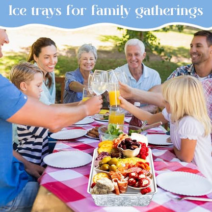 2 Set 16" x 9'' Chilled Serving Tray for Parties with Compartments Rectangle Serving Dish Ice Charcuterie Party Platter for Shrimp Fruit Seafood Vegetable Appetizer (Silver)