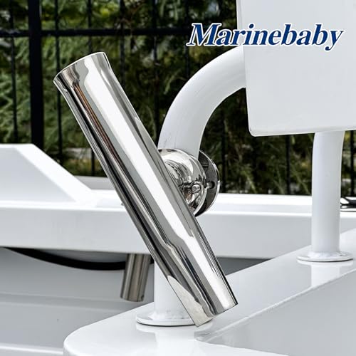 (2X) 316 Stainless Tournament Style Boat Fishing Holder Clamp on Fishing Rod Holder for Boat 1-1/4" to 2" Rail Gimbal Pin at Bottom