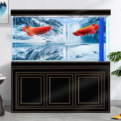 72X16IN Blue Sky White Iceberg Aquarium Background, Snow Mountain Fish Tank Decorations Background, Christmas Art Terrarium Background with 8 EVA Double-Sided Tape - size: 72X16in/180X40cm