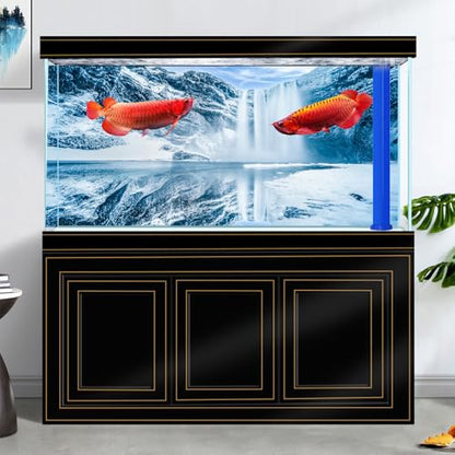 24X12IN Blue Sky White Iceberg Aquarium Background, Snow Mountain Fish Tank Decorations Background, Christmas Art Terrarium Background with 8 EVA Double-Sided Tape - size: 24X12in/60X30cm